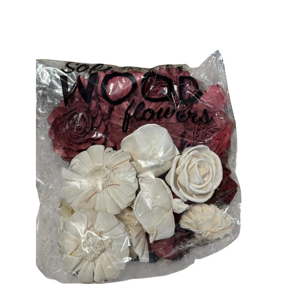 Sola Wood Flower 25 Assorted pack Romance (Burgundy Cream Colors) - Picture 2 of 2